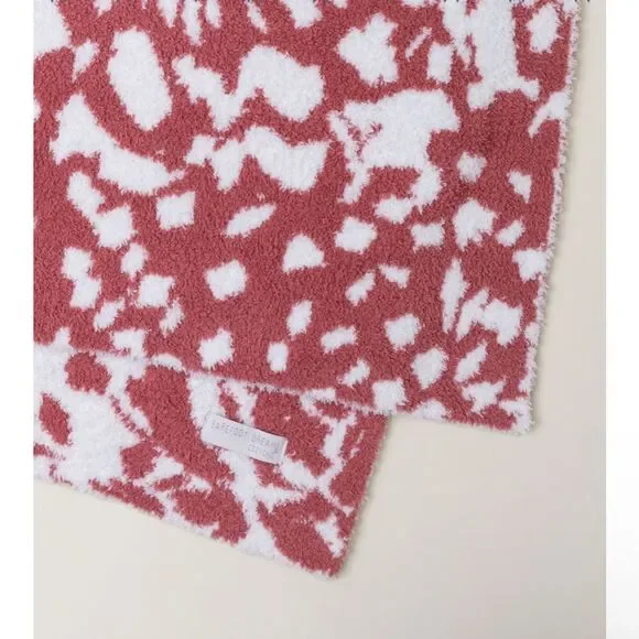 Barefoot Dreams Cozychic Bloom Blanket in Coral Red/Cream - Picture 3 of 8